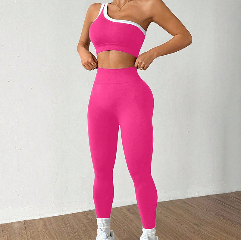 Sensein One-Shoulder Yoga Set: Crop Top + Leggings