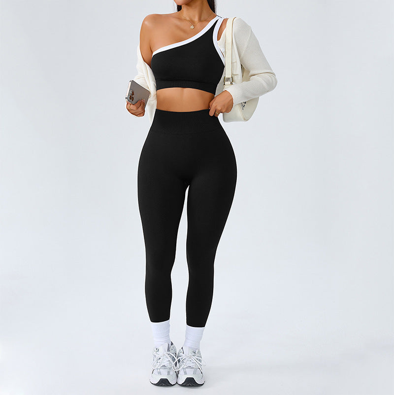 Sensein One-Shoulder Yoga Set: Crop Top + Leggings