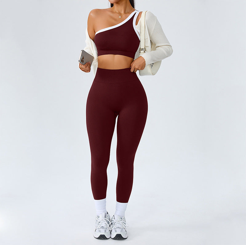 Sensein One-Shoulder Yoga Set: Crop Top + Leggings