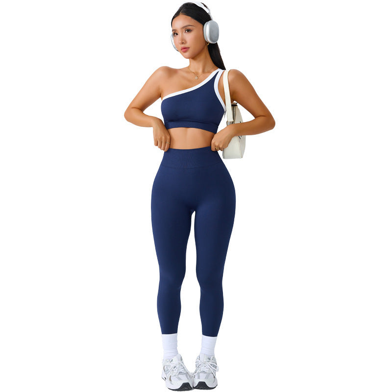 Sensein One-Shoulder Yoga Set: Crop Top + Leggings