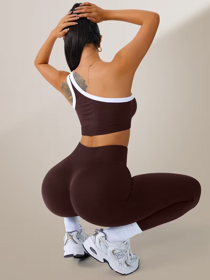Sensein One-Shoulder Yoga Set: Crop Top + Leggings